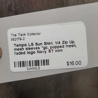 LS Sun Shirt, 1/4 Zip Up, mesh sleeves *gc, popped mesh, faded logo
