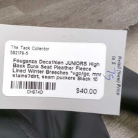 JUNIORS High Back Euro Seat Pleather Fleece Lined Winter Breeches *vgc/gc, mnr stains?dirt, seam puckers

