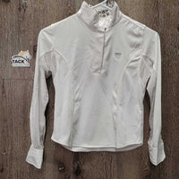 JUNIORS LS Sun Show Shirt, 1/3 Snap up, magnetic Collar, mesh sleeves *gc, seam puckers, loose/puckered collar

