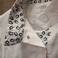 JUNIORS LS Sun Show Shirt, 1/3 Snap up, magnetic Collar, mesh sleeves *gc, seam puckers, loose/puckered collar

