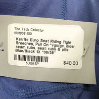 Euro Seat Riding Tight Breeches, Pull On *vgc/gc, older, seam rubs. seat: rubs & pills
