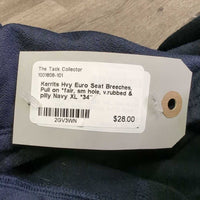 Hvy Euro Seat Breeches, Pull on *fair, sm hole, v.rubbed & pilly

