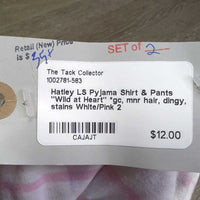 LS Pyjama Shirt & Pants "Wild at Heart" *gc, mnr hair, dingy, stains
