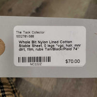 Nylon Lined Cotton Stable Sheet, 0 legs *vgc, hair, mnr dirt, film, rubs

