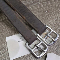 Soft Nylon Lined Stirrup Leathers *gc/vgc, dirty, residue, chewed edges, pulled threads, scrapes, dirt jockies, tacky/sticky
