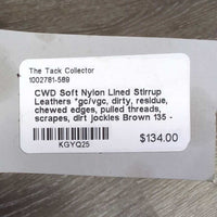 Soft Nylon Lined Stirrup Leathers *gc/vgc, dirty, residue, chewed edges, pulled threads, scrapes, dirt jockies, tacky/sticky
