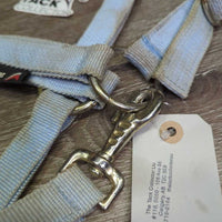 Nylon Halter, Sheepskin Lined Nose & Crown, snap *gc, v.stained, clumpy, dirt?, older, stiff fleece edges
