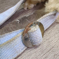 Nylon Halter, Sheepskin Lined Nose & Crown, snap *gc, v.stained, clumpy, dirt?, older, stiff fleece edges
