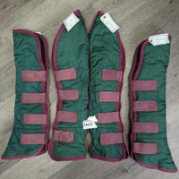 Front & Hind Shipping Boots, Fleece Lined *gc, pills, rubs, frays, hair, mnr dirt, hole, older
