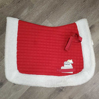 7 Pc SANTA Set: Saddle Pad, Santa & Reindeer Hats, 4 Leg Wraps *vgc, clean, mnr hair, rubs, pills & stains