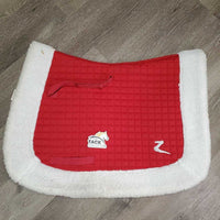 7 Pc SANTA Set: Saddle Pad, Santa & Reindeer Hats, 4 Leg Wraps *vgc, clean, mnr hair, rubs, pills & stains
