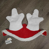 7 Pc SANTA Set: Saddle Pad, Santa & Reindeer Hats, 4 Leg Wraps *vgc, clean, mnr hair, rubs, pills & stains
