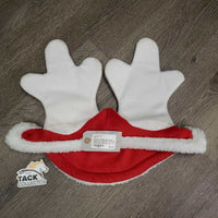 7 Pc SANTA Set: Saddle Pad, Santa & Reindeer Hats, 4 Leg Wraps *vgc, clean, mnr hair, rubs, pills & stains
