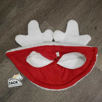 7 Pc SANTA Set: Saddle Pad, Santa & Reindeer Hats, 4 Leg Wraps *vgc, clean, mnr hair, rubs, pills & stains
