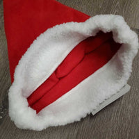 7 Pc SANTA Set: Saddle Pad, Santa & Reindeer Hats, 4 Leg Wraps *vgc, clean, mnr hair, rubs, pills & stains
