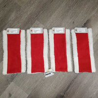 7 Pc SANTA Set: Saddle Pad, Santa & Reindeer Hats, 4 Leg Wraps *vgc, clean, mnr hair, rubs, pills & stains
