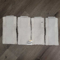 7 Pc SANTA Set: Saddle Pad, Santa & Reindeer Hats, 4 Leg Wraps *vgc, clean, mnr hair, rubs, pills & stains
