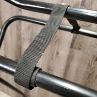 Metal Folding Saddle Rack, Metal Bottom Rack *vgc, clean, scuffs, peeled & rusty spots, top strap: pulled off of rivet
