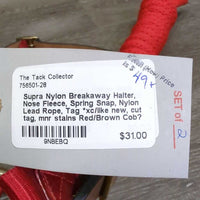 Nylon Breakaway Halter, Nose Fleece, Spring Snap, Nylon Lead Rope, Tag *xc/like new, cut tag, mnr stains
