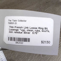 Thin French Link Loose Ring Bit, Lozenge *vgc, clean, rubs, scuffs, mnr residue
