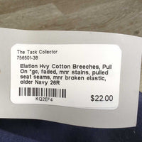 Hvy Cotton Breeches, Pull On *gc, faded, mnr stains, pulled seat seams, mnr broken elastic, older

