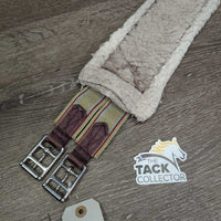 Cotton Web Fleece Girth, 2x els, D Ring *gc/fair, clumpy, hairy, older, thin/holey edges
