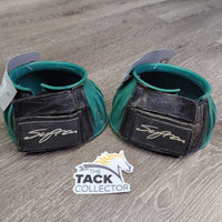 Ribbed Rubber Bell Boots, velcro *gc/fair, clean, stains, velcro: threads, peeling & unstitched
