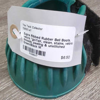 Ribbed Rubber Bell Boots, velcro *gc/fair, clean, stains, velcro: threads, peeling & unstitched
