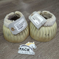 Ribbed Rubber Bell Boots, velcro, fleece top *fair, stains, thin fleece, holey edges, dirty, older, rip, yellowed
