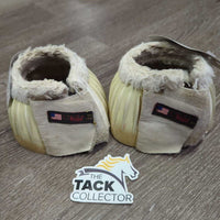 Ribbed Rubber Bell Boots, velcro, fleece top *fair, stains, thin fleece, holey edges, dirty, older, rip, yellowed
