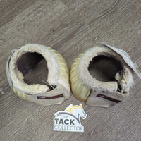 Ribbed Rubber Bell Boots, velcro, fleece top *fair, stains, thin fleece, holey edges, dirty, older, rip, yellowed
