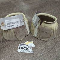Pr Ribbed Bell Boots, velcro *fair, discoloured, dingy, scuffs, stains, yellowed, curled velcro, rubs, rip
