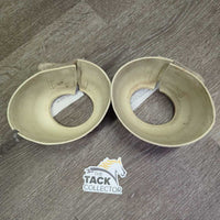 Pr Ribbed Bell Boots, velcro *fair, discoloured, dingy, scuffs, stains, yellowed, curled velcro, rubs, rip
