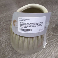 Pr Ribbed Bell Boots, velcro *fair, discoloured, dingy, scuffs, stains, yellowed, curled velcro, rubs, rip
