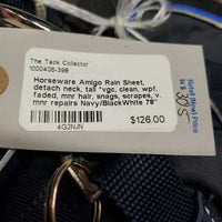 Rain Sheet, detach neck, tail *vgc, clean, wpf, faded, mnr hair, snags, scrapes, v. mnr repairs