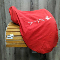 17.5" MW 5.5" Equipe Oracle Dressage Saddle, Equipe Red/White Cotton Cover, Foam Panels, Xlg Exterior Front Blocks, Flaps: 15.5"L x 12"W Serial #: 17.5 N01070118 DORES +1M
