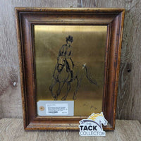Etched Metal?Brass Horse & Dressage Rider "Dressurreiterin", #34 by Klaus Philipp, Hvy Wood Frame *gc, scratches, dirty, rubs, chips
