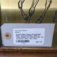 Etched Metal?Brass Horse & Dressage Rider "Dressurreiterin", #34 by Klaus Philipp, Hvy Wood Frame *gc, scratches, dirty, rubs, chips
