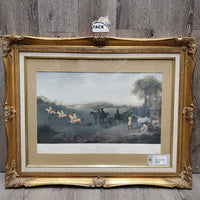 2 "The Duke of Richmond" by George Stubbs Prints: Fox Hunting & Racehorses, Matted & Framed Print *vgc, mnr dirt & scrapes
