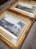 2 "The Duke of Richmond" by George Stubbs Prints: Fox Hunting & Racehorses, Matted & Framed Print *vgc, mnr dirt & scrapes
