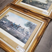 2 "The Duke of Richmond" by George Stubbs Prints: Fox Hunting & Racehorses, Matted & Framed Print *vgc, mnr dirt & scrapes