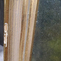 7 Horses Original Oil? Painting, Wood Frame *gc/fair, scrapes, peeled, hole, torn paper back
