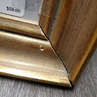 7 Horses Original Oil? Painting, Wood Frame *gc/fair, scrapes, peeled, hole, torn paper back