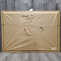 7 Horses Original Oil? Painting, Wood Frame *gc/fair, scrapes, peeled, hole, torn paper back
