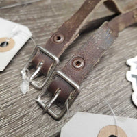 Soft Thin Leather Spur Straps *gc/fair, xholes, clean, rubs, bent, v.scraped, faded

