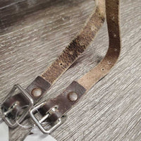 Soft Thin Leather Spur Straps *gc/fair, xholes, clean, rubs, bent, v.scraped, faded
