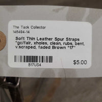 Soft Thin Leather Spur Straps *gc/fair, xholes, clean, rubs, bent, v.scraped, faded
