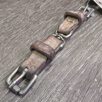 2x 2.5" Leather Straps & Buckles, Swivel Center *gc, older, film, stains, dry
