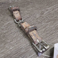 2x 2.5" Leather Straps & Buckles, Swivel Center *gc, older, film, stains, dry
