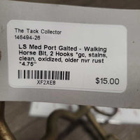 LS Med Port Gaited - Walking Horse Bit, 2 Hooks *gc, stains, clean, oxidized, older
